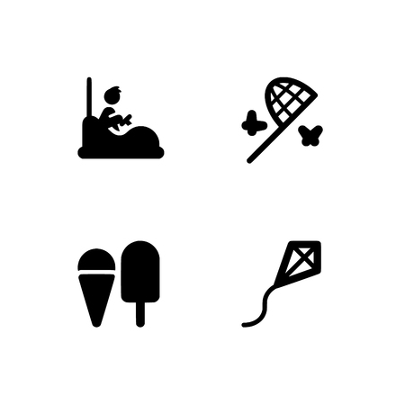 Childhood, kids, children. Set outline icon EPS 10 vector format. Professional pixel perfect black & white icons optimized for both large and small resolutions. Transparent background.のイラスト素材