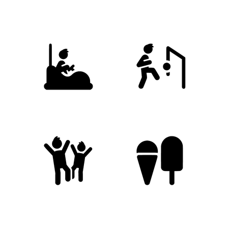 Childhood, kids, children. Set outline icon EPS 10 vector format. Professional pixel perfect black & white icons optimized for both large and small resolutions. Transparent background.のイラスト素材