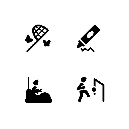 Childhood, kids, children. Set outline icon EPS 10 vector format. Professional pixel perfect black & white icons optimized for both large and small resolutions. Transparent background.のイラスト素材