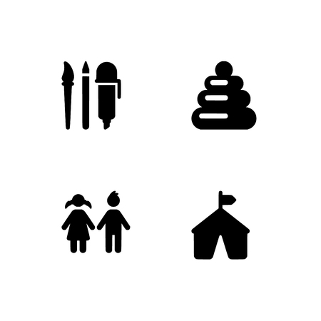 Childhood, kids, children. Set outline icon EPS 10 vector format. Professional pixel perfect black & white icons optimized for both large and small resolutions. Transparent background.のイラスト素材