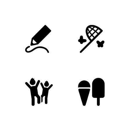 Childhood, kids, children. Set outline icon EPS 10 vector format. Professional pixel perfect black & white icons optimized for both large and small resolutions. Transparent background.のイラスト素材