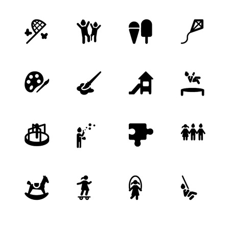 Childhood, kids, children. Set outline icon EPS 10 vector format. Professional pixel perfect black & white icons optimized for both large and small resolutions. Transparent background.のイラスト素材