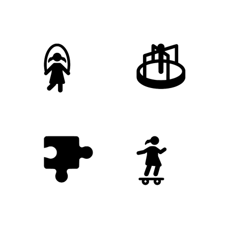 Childhood, kids, children. Set outline icon EPS 10 vector format. Professional pixel perfect black & white icons optimized for both large and small resolutions. Transparent background.のイラスト素材