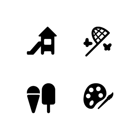 Childhood, kids, children. Set outline icon EPS 10 vector format. Professional pixel perfect black & white icons optimized for both large and small resolutions. Transparent background.のイラスト素材