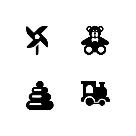 Childhood, kids, children. Set outline icon EPS 10 vector format. Professional pixel perfect black & white icons optimized for both large and small resolutions. Transparent background.のイラスト素材