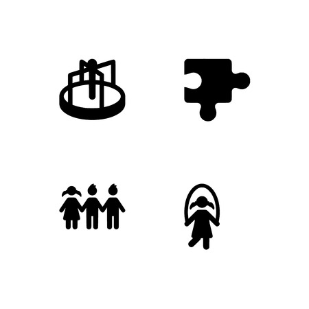Childhood, kids, children. Set outline icon EPS 10 vector format. Professional pixel perfect black & white icons optimized for both large and small resolutions. Transparent background.のイラスト素材