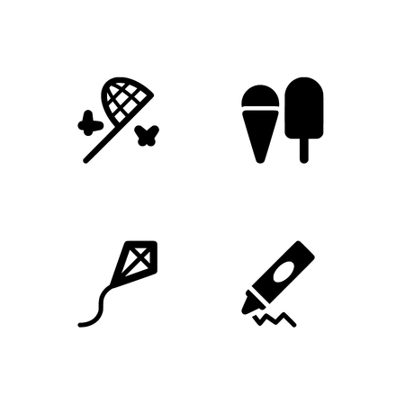 Childhood, kids, children. Set outline icon EPS 10 vector format. Professional pixel perfect black & white icons optimized for both large and small resolutions. Transparent background.のイラスト素材