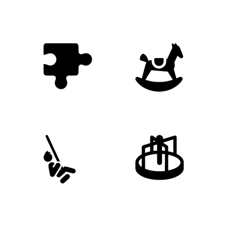 Childhood, kids, children. Set outline icon EPS 10 vector format. Professional pixel perfect black & white icons optimized for both large and small resolutions. Transparent background.のイラスト素材
