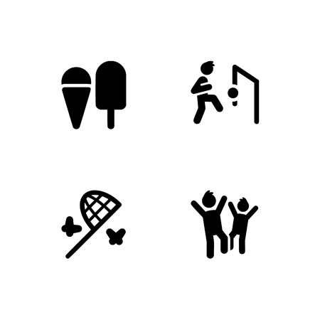 Childhood, kids, children. Set outline icon EPS 10 vector format. Professional pixel perfect black & white icons optimized for both large and small resolutions. Transparent background.のイラスト素材