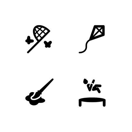 Childhood, kids, children. Set outline icon EPS 10 vector format. Professional pixel perfect black & white icons optimized for both large and small resolutions. Transparent background.のイラスト素材