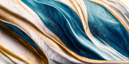 Abstract marbleized effect background. Green, mint, gold and white colors.