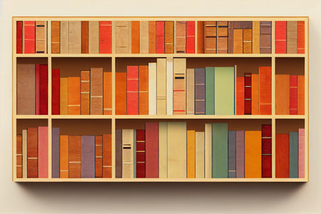 Modern interior shelf and books on white background. Education and learning.の写真素材