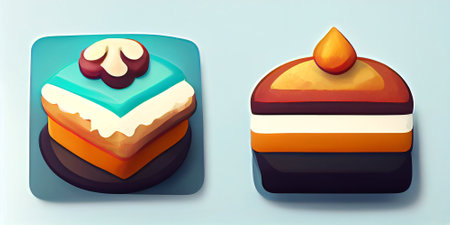Game icons cakes sweets and desserts. App icons with yummy sweet. high quality illustration