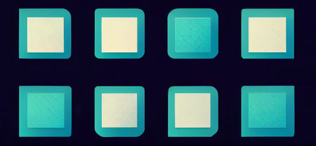 Block chain concept of many blue squares on a dark blue background. . high quality illustration