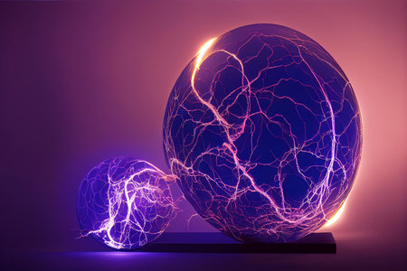 Abstract energy ball. Glowing energy orb. Atom, science and physics theme. . high quality illustrationの写真素材