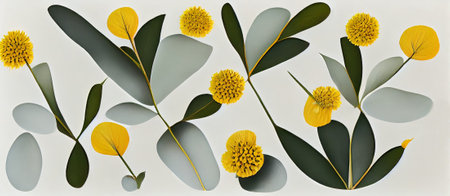 Eucalyptus leaves, flowers. Flowers composition on white background. high quality illustration