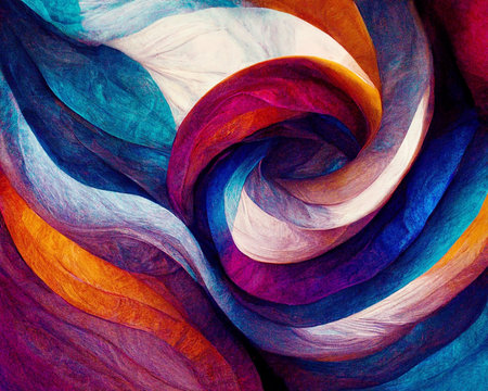 Abstract twisted brush stroke, paint, colorful swirl, artistic spiral. high quality illustrationの写真素材