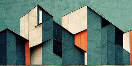 Facade of a modern urban country house. Exterior of modern house object. . high quality illustrationの写真素材