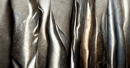 Rumpled foil. Silver foil texture. Graphics background for design. . high quality illustrationの写真素材