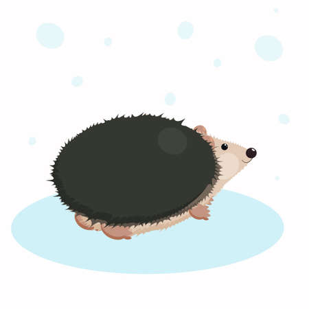 Illustration of a little funny hedgehog, hilarious cartoon character.のイラスト素材