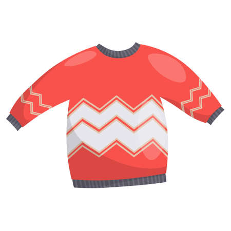 Festive New Years sweater with stripes, winter warm clothes.のイラスト素材
