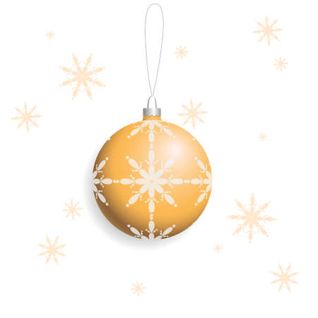 New Years orange toy, volumetric ball with white snowflakes.のイラスト素材