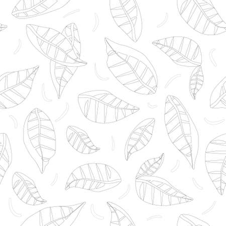 Graphic pattern of repeating abstract leaves, linear style.のイラスト素材