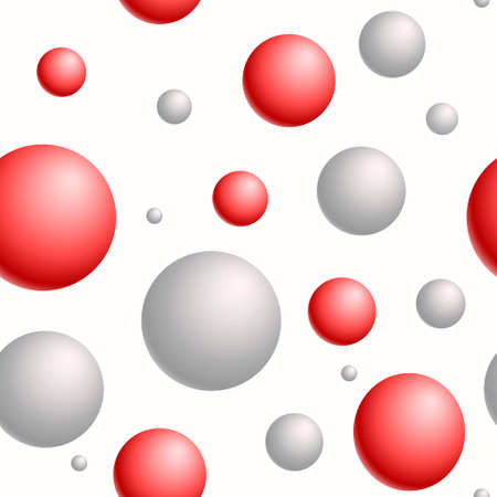 Pattern of volumetric spheres of red and gray color on a white background. Vector illustrationのイラスト素材