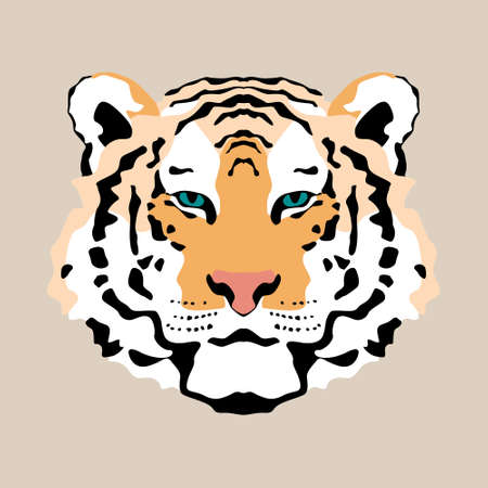 Vector illustration of a minimalistic tiger head, tiger symbol of 2022.のイラスト素材