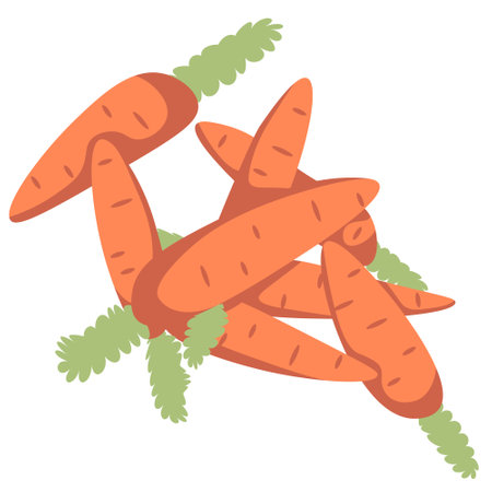 Illustration of a pile of carrots with tails that a hare likes, on a white background. Environmentally useful product.のイラスト素材