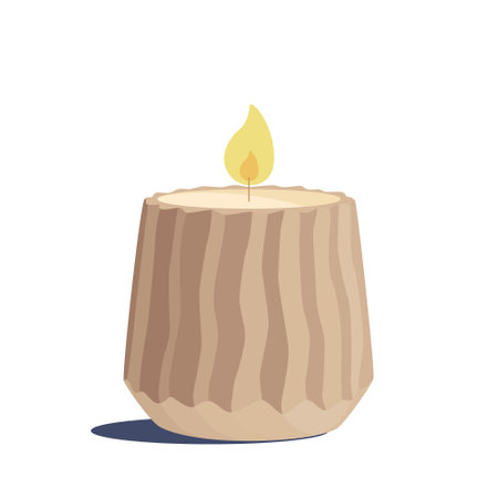 Aroma Wax candles of a cylindrical, wavy, tare shape, brown. A design element for relaxation and rest.のイラスト素材