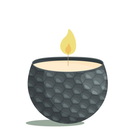 Aroma wax candle in the form of a semi-severe, black in color with a pattern of scales. A design element for relaxation and rest.のイラスト素材