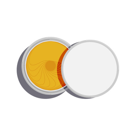 Cosmetic face care, gold face patches and open jar with material top view, vector isolated on white background.のイラスト素材