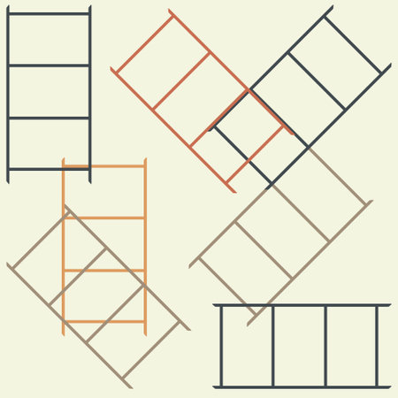 A composition of multi-colored ladders of the same size in gray, brown and orange colors. For backgrounds, cards, etc.のイラスト素材