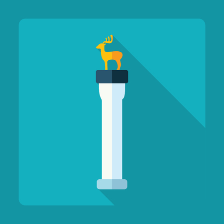 Flat modern design with shadow monument, deerのイラスト素材
