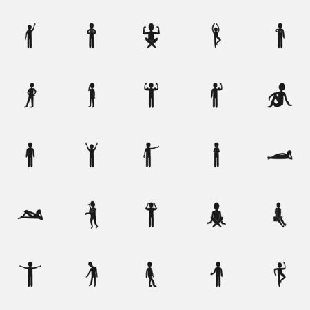 black icon stick figure on a white background flat styleのイラスト素材