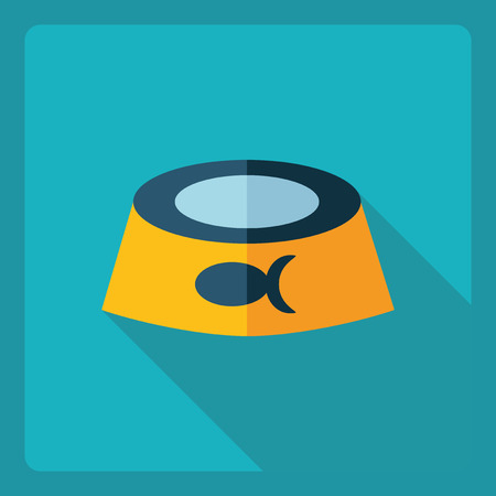 Flat modern design with shadow  Icon cat bowlのイラスト素材