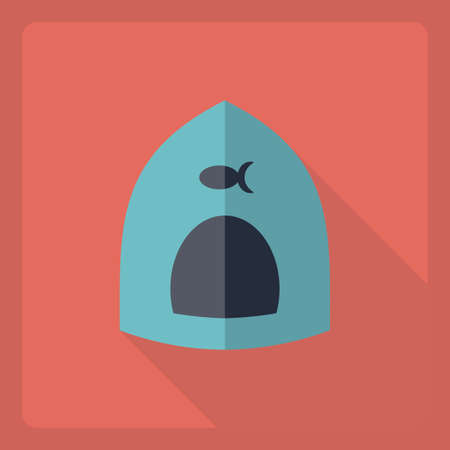 Flat modern design with shadow  Icon cat houseのイラスト素材