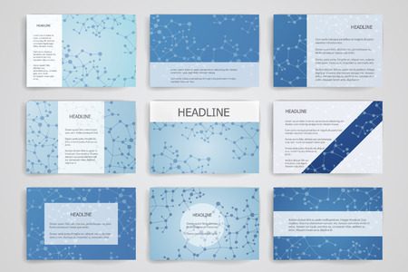 Set of 9 vector templates for presentation slides. Abstract multicolored background of blurred nature landscapes, geometric vector, triangular style illustrationのイラスト素材