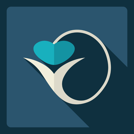 Flat modern design with shadow  Icon heart organのイラスト素材