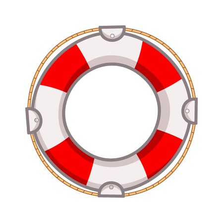 Lifebuoy on a white background with ropeのイラスト素材