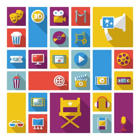 Set of movie design elements and cinema iconsのイラスト素材