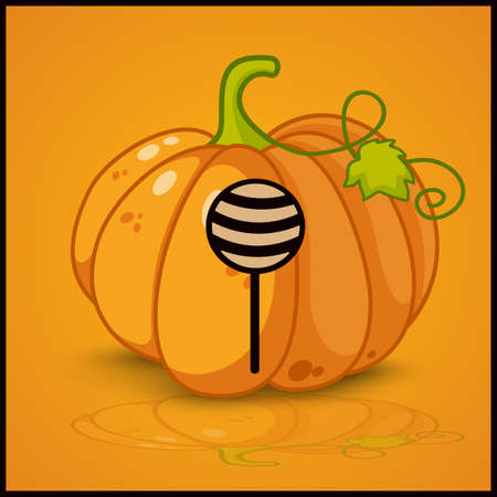lollipop, banner and background for pumpkins for Halloweenのイラスト素材