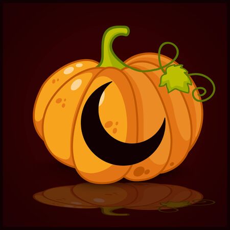 moon, banner and background for pumpkins for Halloweenのイラスト素材