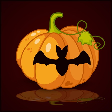 bat, banner and background for pumpkins for Halloweenのイラスト素材
