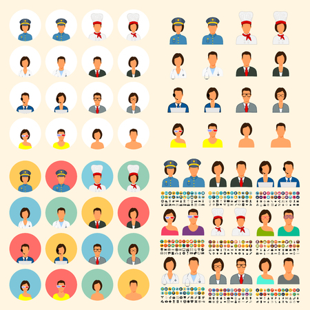 Silhouettes of people of different professions police chefs doctor economists call center operators theater students Visitors without image.のイラスト素材