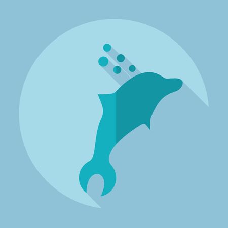 Flat modern design with shadow  Icon dolphinのイラスト素材