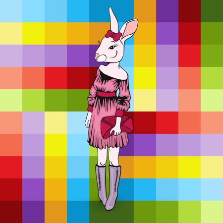 Bunny in human form Animals as people fashion beautyのイラスト素材