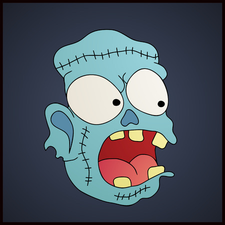Zombies cartoon face on a dark backgroundのイラスト素材