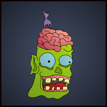 Zombies cartoon face on a dark backgroundのイラスト素材